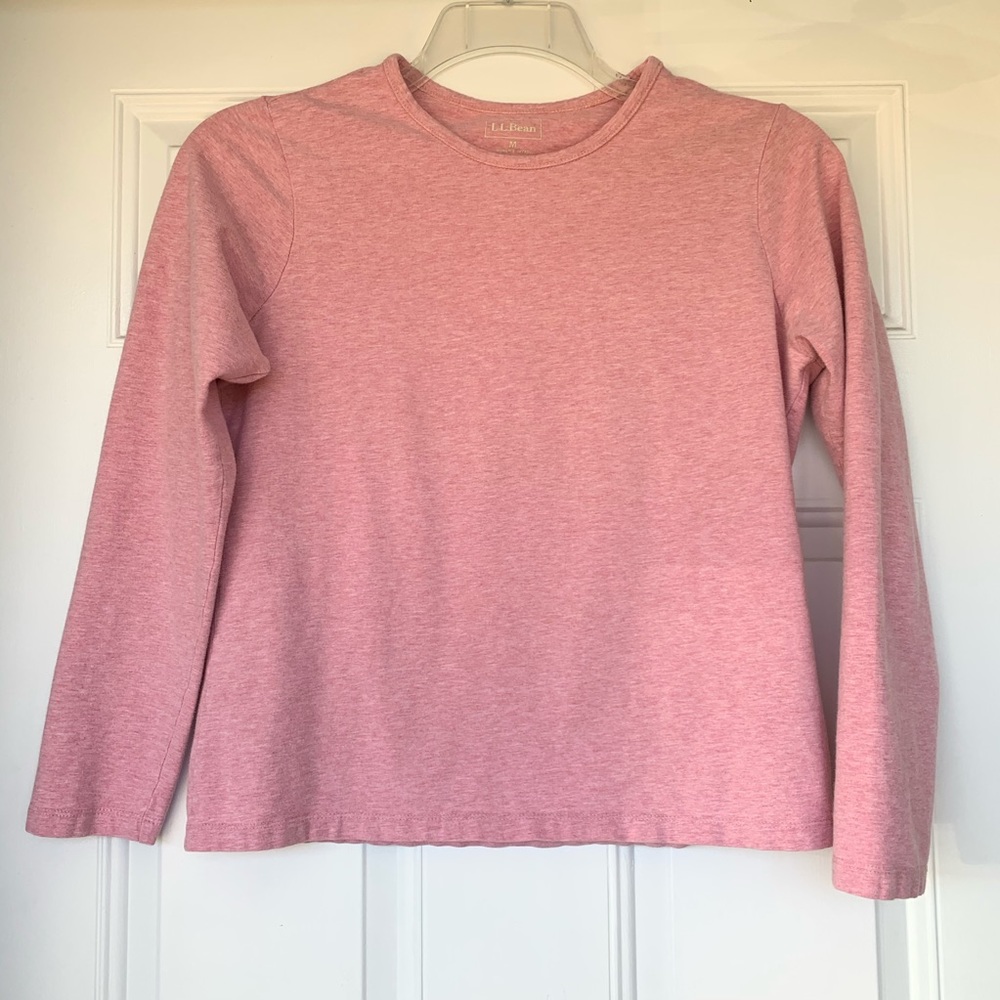 LL Bean Marled Rose Round Neck Top - 3/4 Sleeve